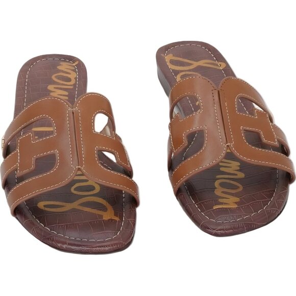 Sam Edelman Bay Slide Sandals Saddle Leather Brown Women US 8.5M EU 39 - Picture 1 of 6